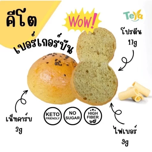 ขนมปังบันเบอร์เกอร์คีโต