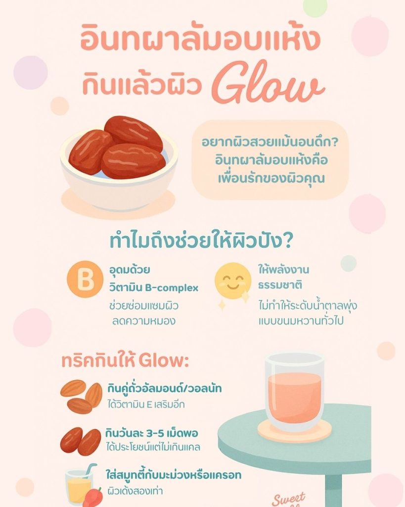 อินทผาลัมอบแห้ง เคล็ดลับผิวปัง