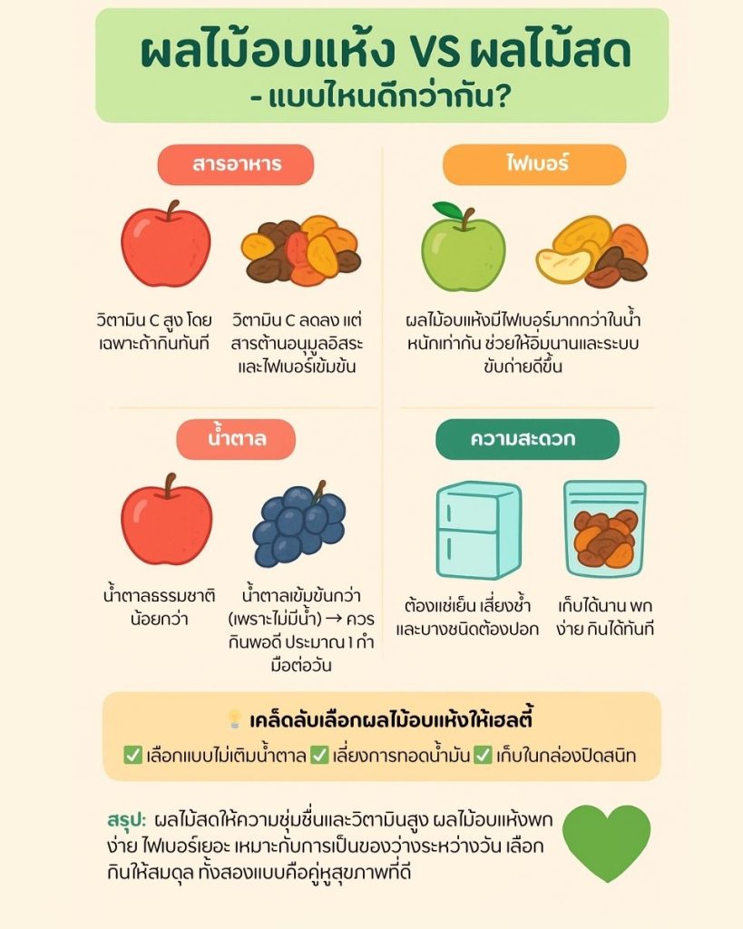 ผลไม้อบแห้ง VS ผลไม้สด แบบไหน ดีอย่างไร?
