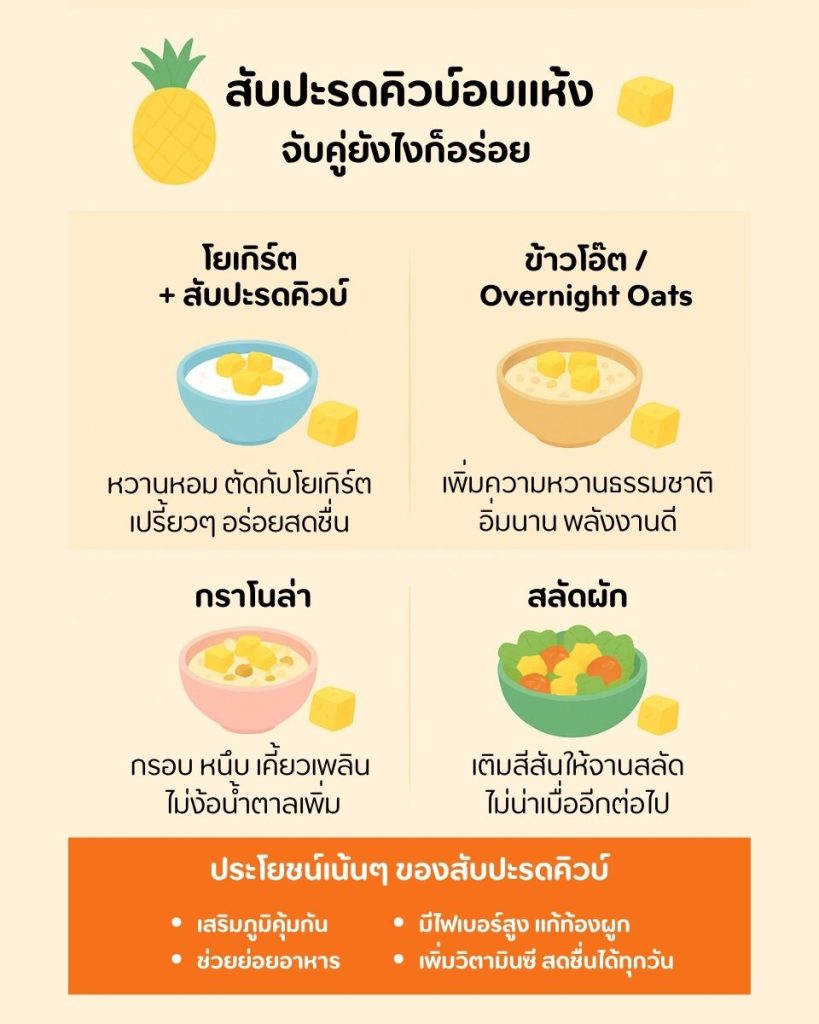 สับปะรดคิวบ์อบแห้ง จับคู่ยังไงก็อร่อย!