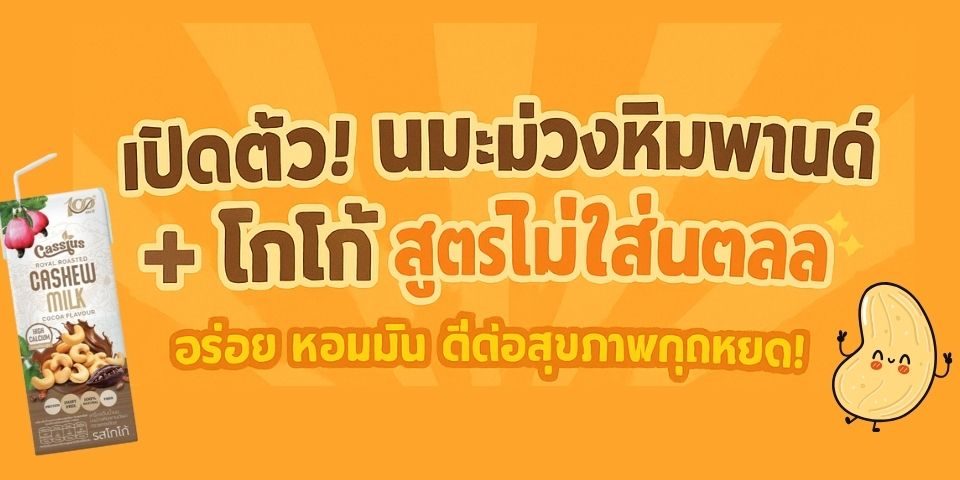 เปิดตัว! นมมะม่วงหิมพานต์ + โกโก้ สูตรไม่ใส่น้ำตาล