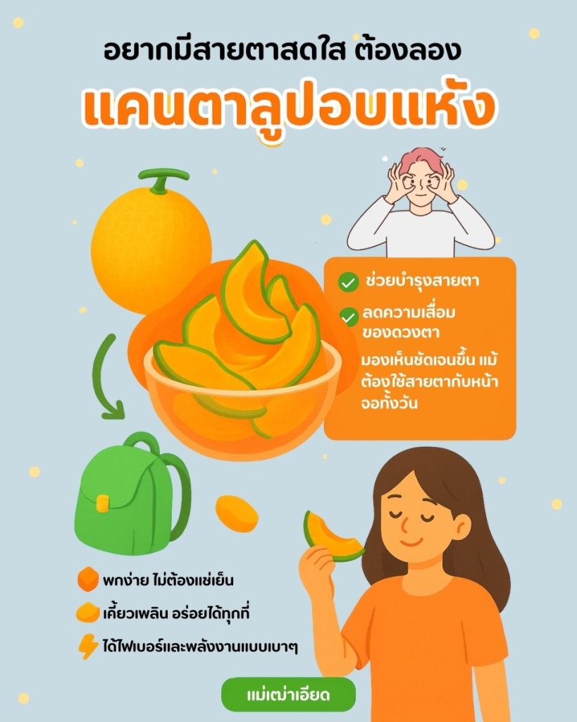 อยากมีสายตาสดใส ต้องลอง "แคนตาลูปอบแห้ง"